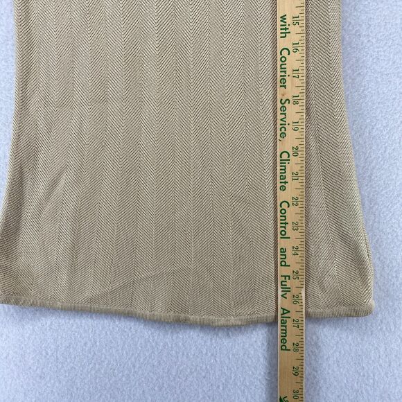 CARLISLE SPORT Sweater M Silk Herringbone Round Neck Short Sleeve Beige HK VTG - Picture 9 of 11